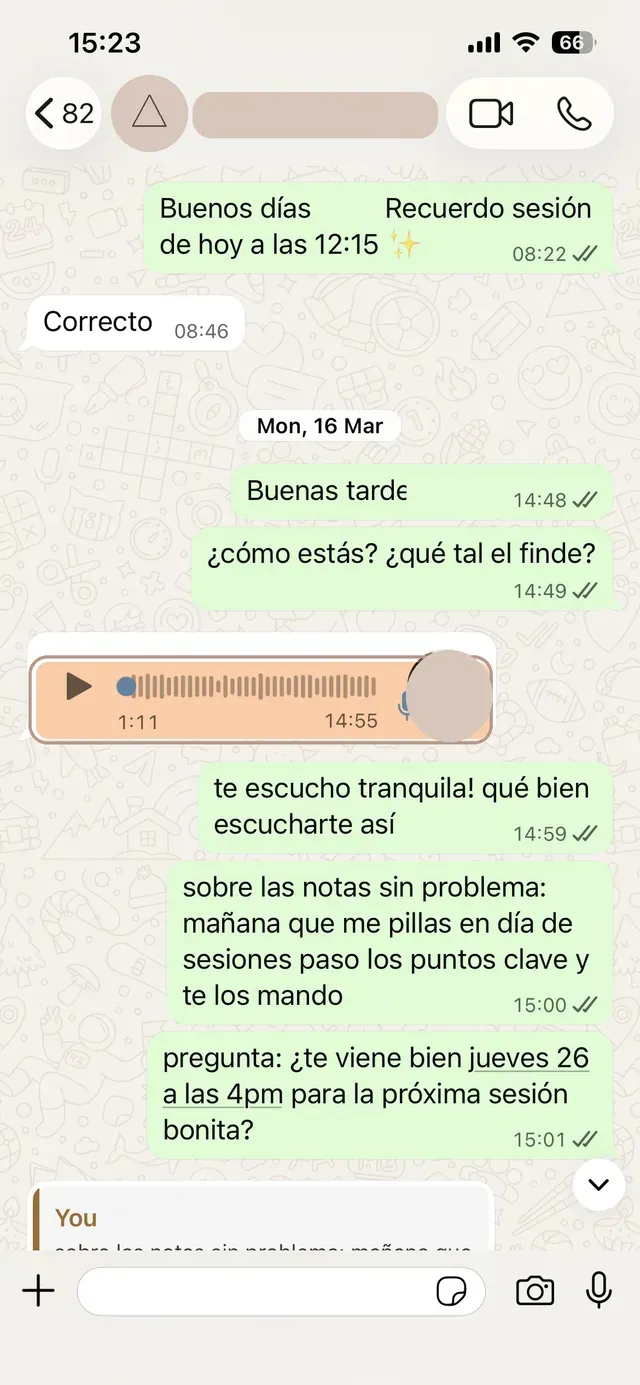 captura de una nota de voz de una clienta
